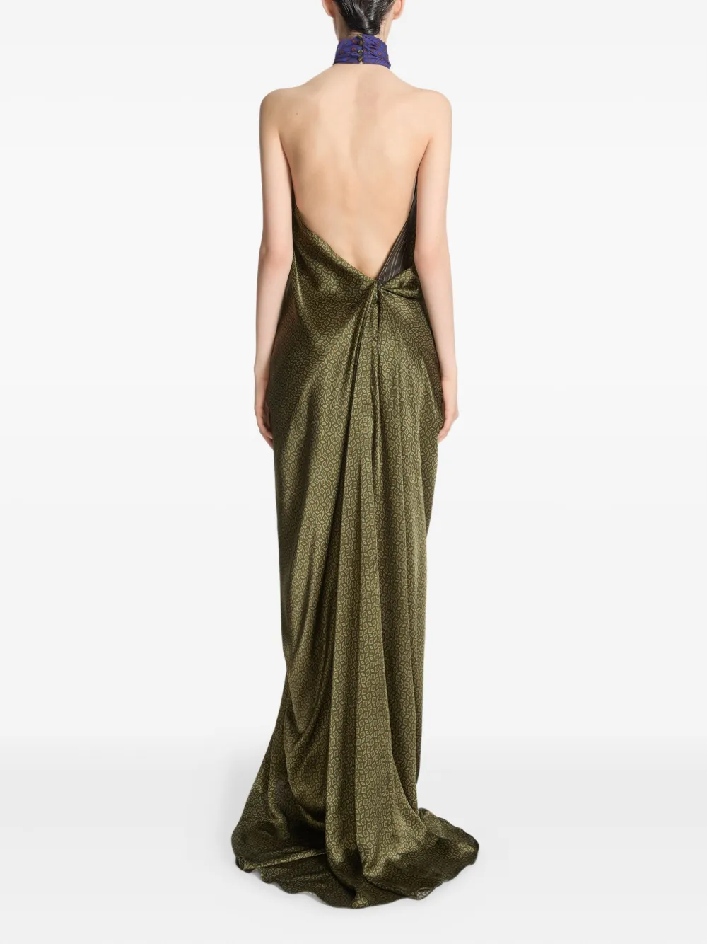 DRIES VAN NOTEN draped print silk dress Groen