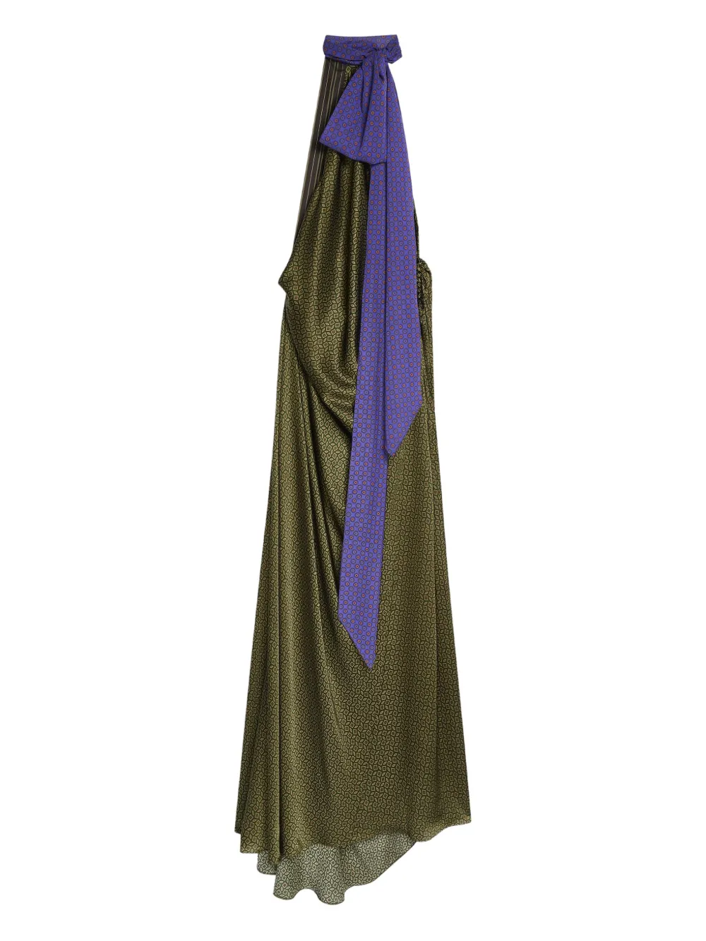 DRIES VAN NOTEN draped print silk dress Groen