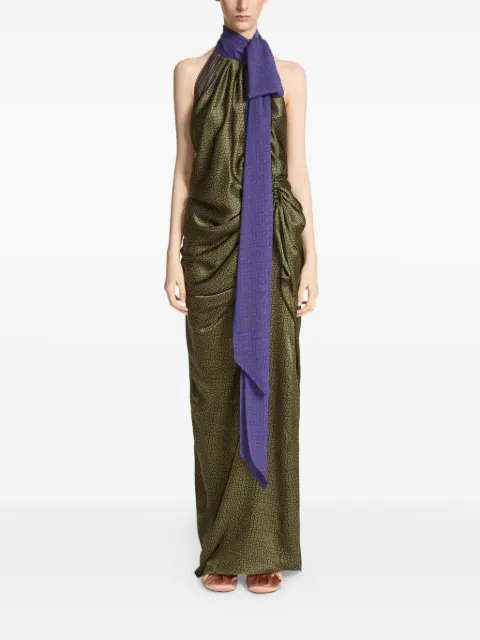DRIES VAN NOTEN draped print silk dress