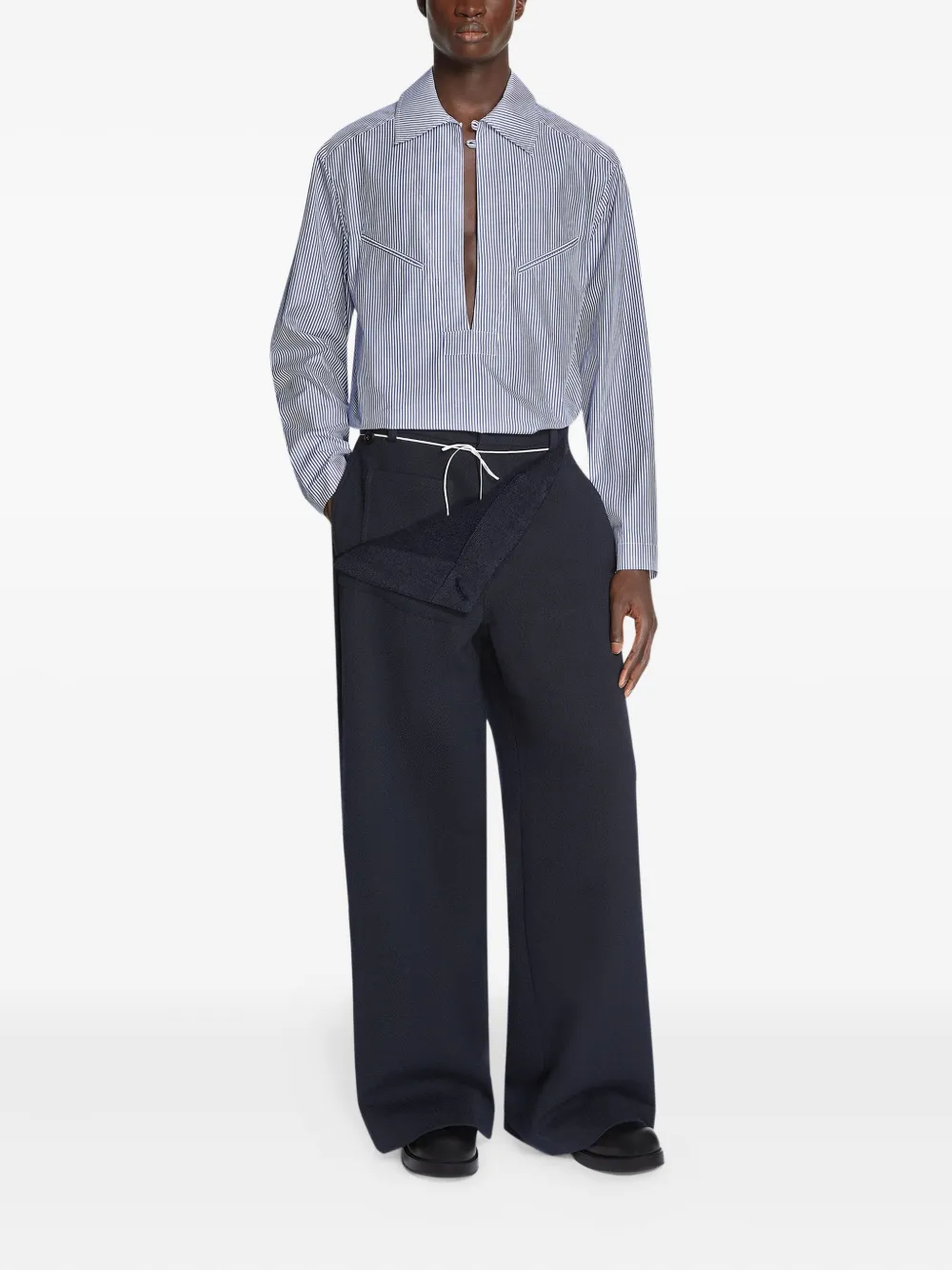 DRIES VAN NOTEN sailor wool trousers - Blauw