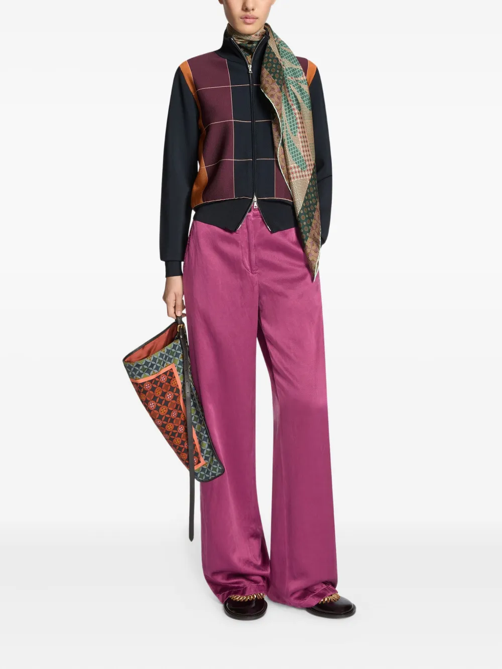 DRIES VAN NOTEN floral-pattern silk scarf - Groen