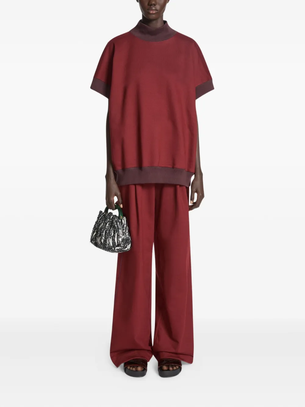 Dries Van Noten Short-sleeved Turtleneck Sweatshirt In Brown