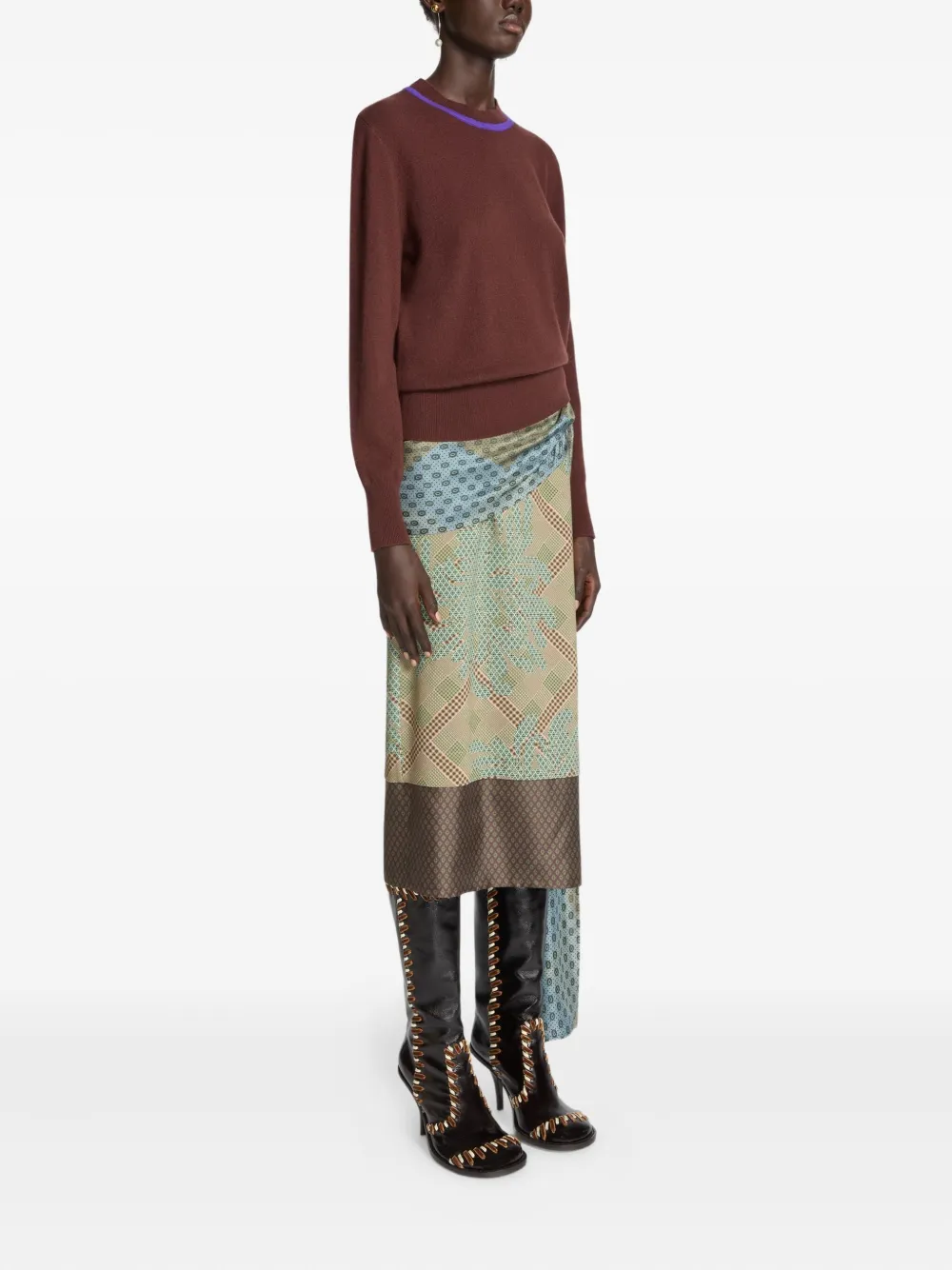 DRIES VAN NOTEN draped silk skirt Groen