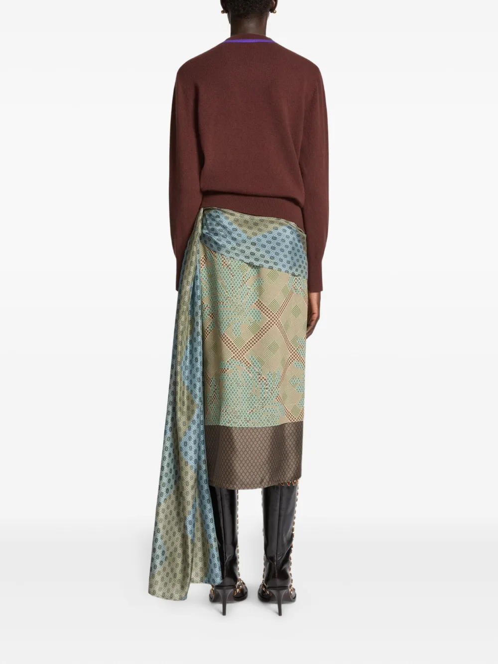 DRIES VAN NOTEN draped silk skirt Groen