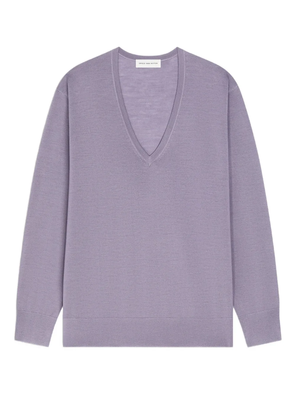 DRIES VAN NOTEN V-neck merino wool sweater Paars