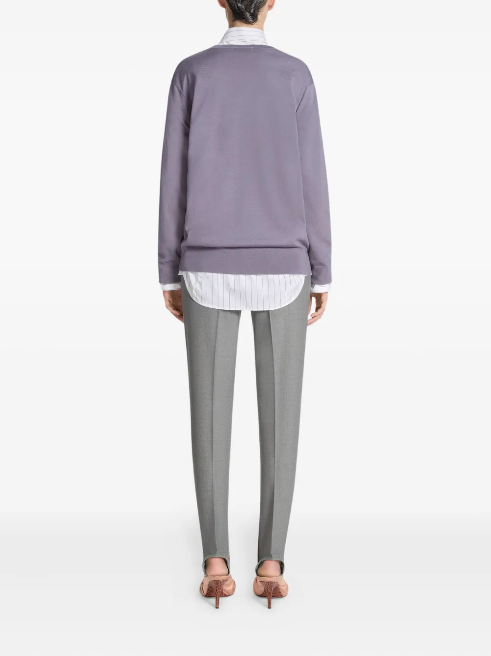 DRIES VAN NOTEN V-neck merino wool sweater Paars
