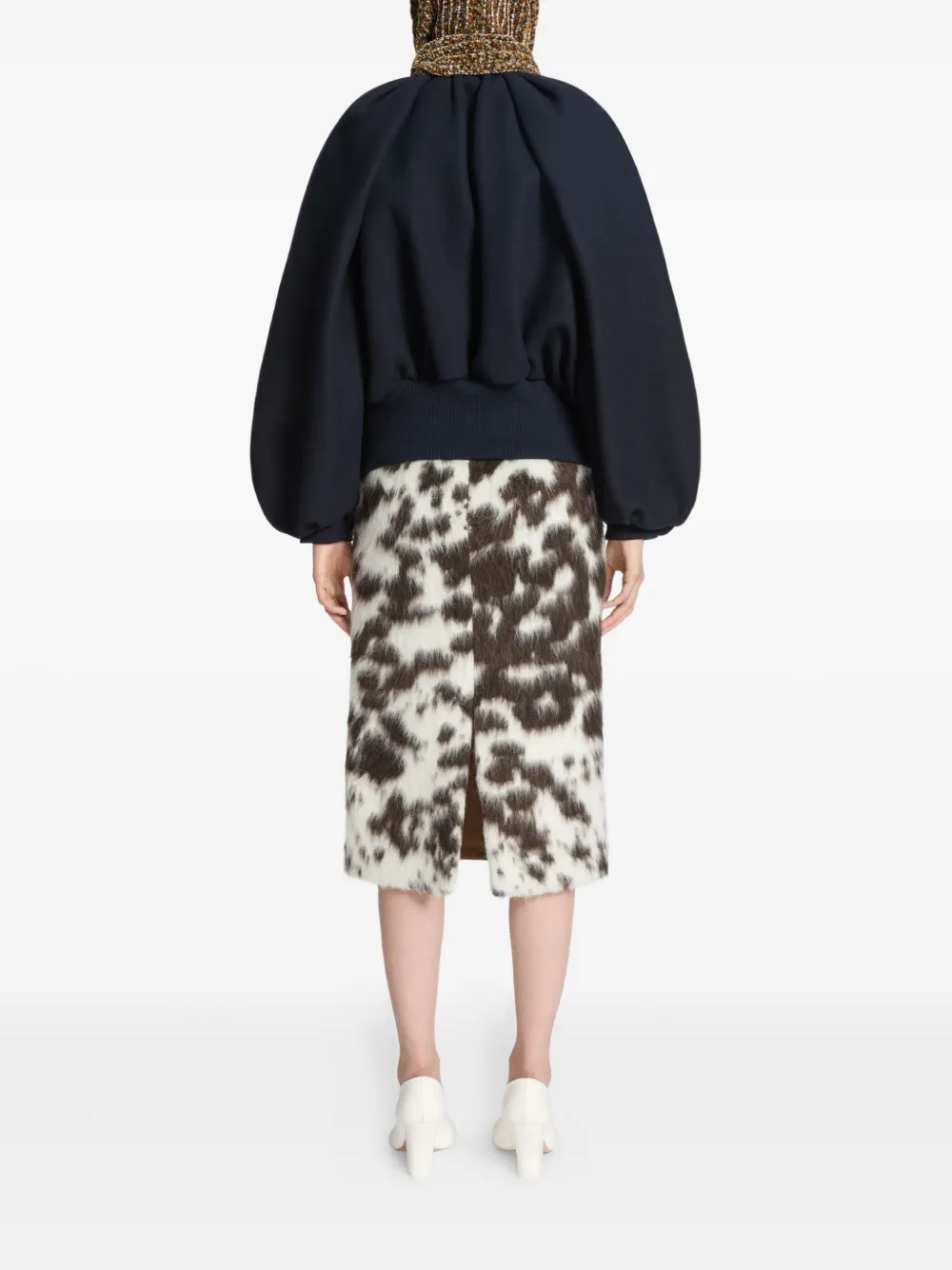 floral-jacquard trousers