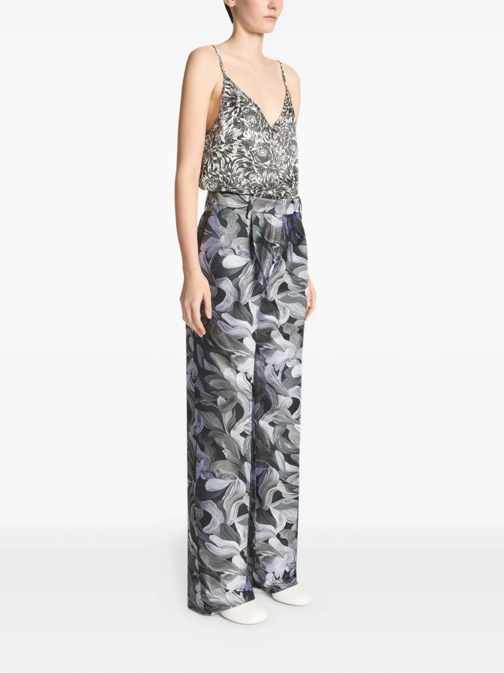 DRIES VAN NOTEN Pantalon met bloemenprint Zwart
