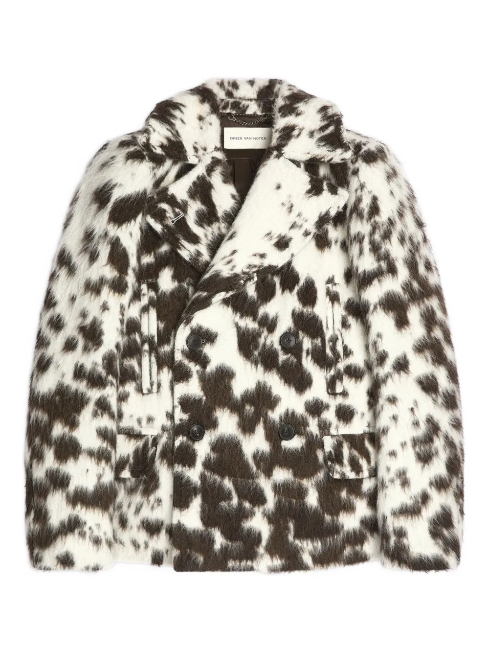DRIES VAN NOTEN cowhide-pattern double-breasted jacket | Brown | Image 1