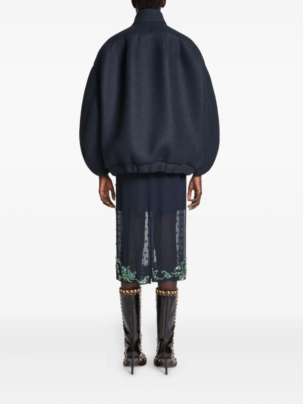 Dries Van Noten Balloon-sleeve High-neck Jacket In Blue