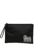 Kenzo logo-embroidered clutch bag - Black