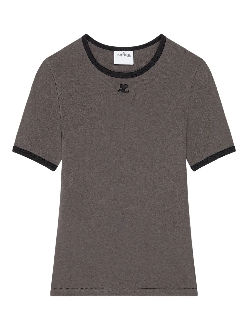 Courrèges Cotton T-shirt With Contrasting Trim In Gray