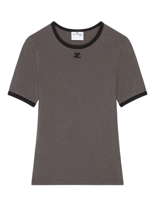 Courrèges クレージュ コントラストトリム Tシャツ Courrèges コントラストトリム Tシャツ | グレー | FARFETCH JP