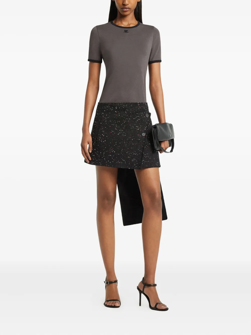 Courrèges Cotton T-shirt With Contrasting Trim In Gray