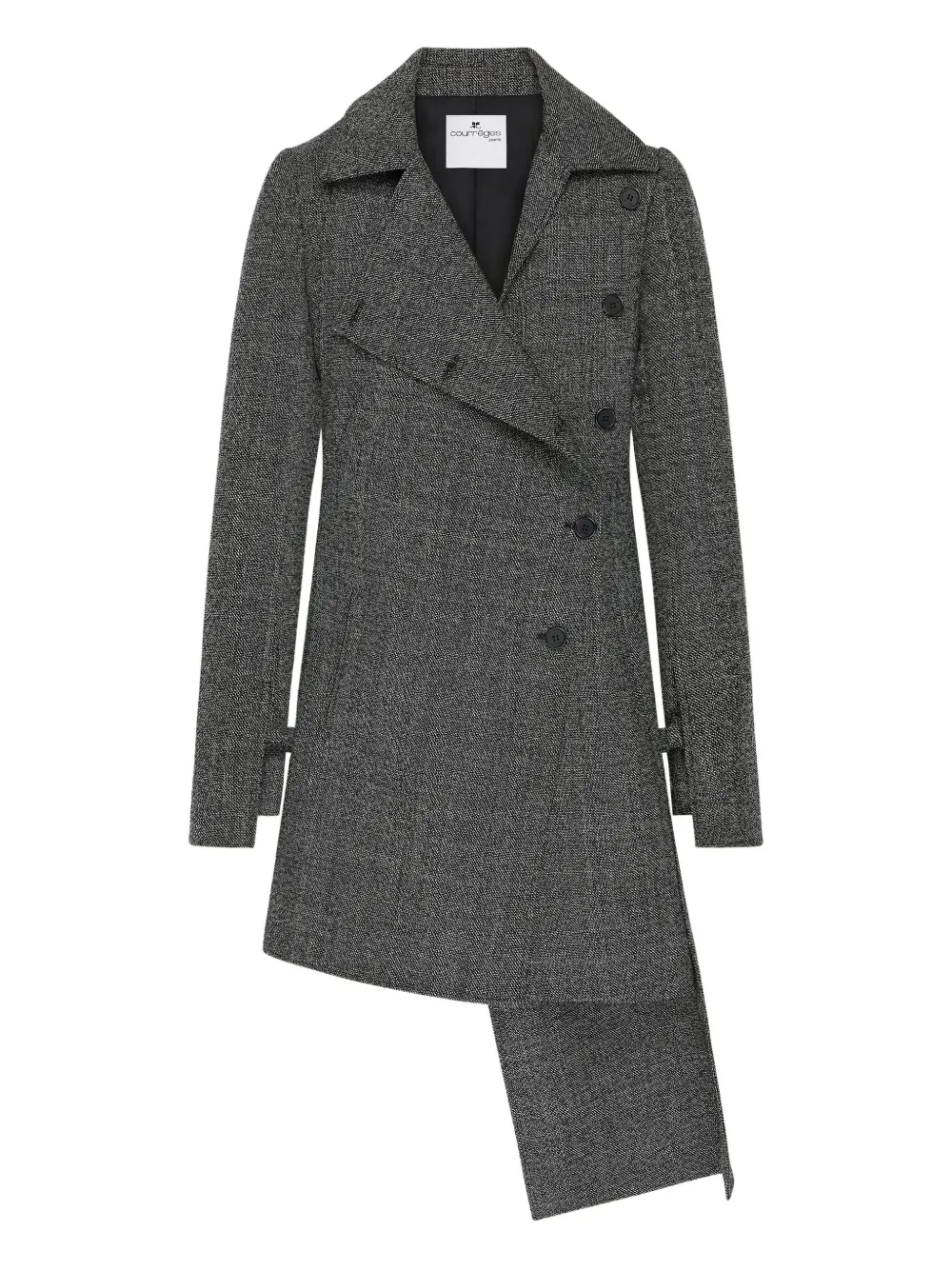 Courrèges Asymmetric Wool Coat In Gray