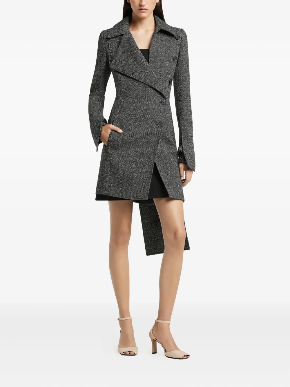 Courrèges Asymmetric Wool Coat In Gray