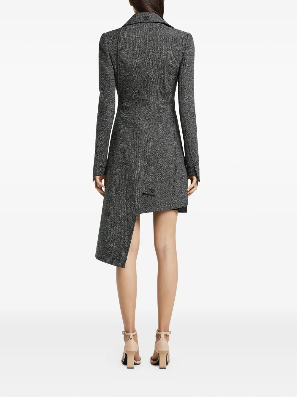 Courrèges Asymmetric Wool Coat In Gray