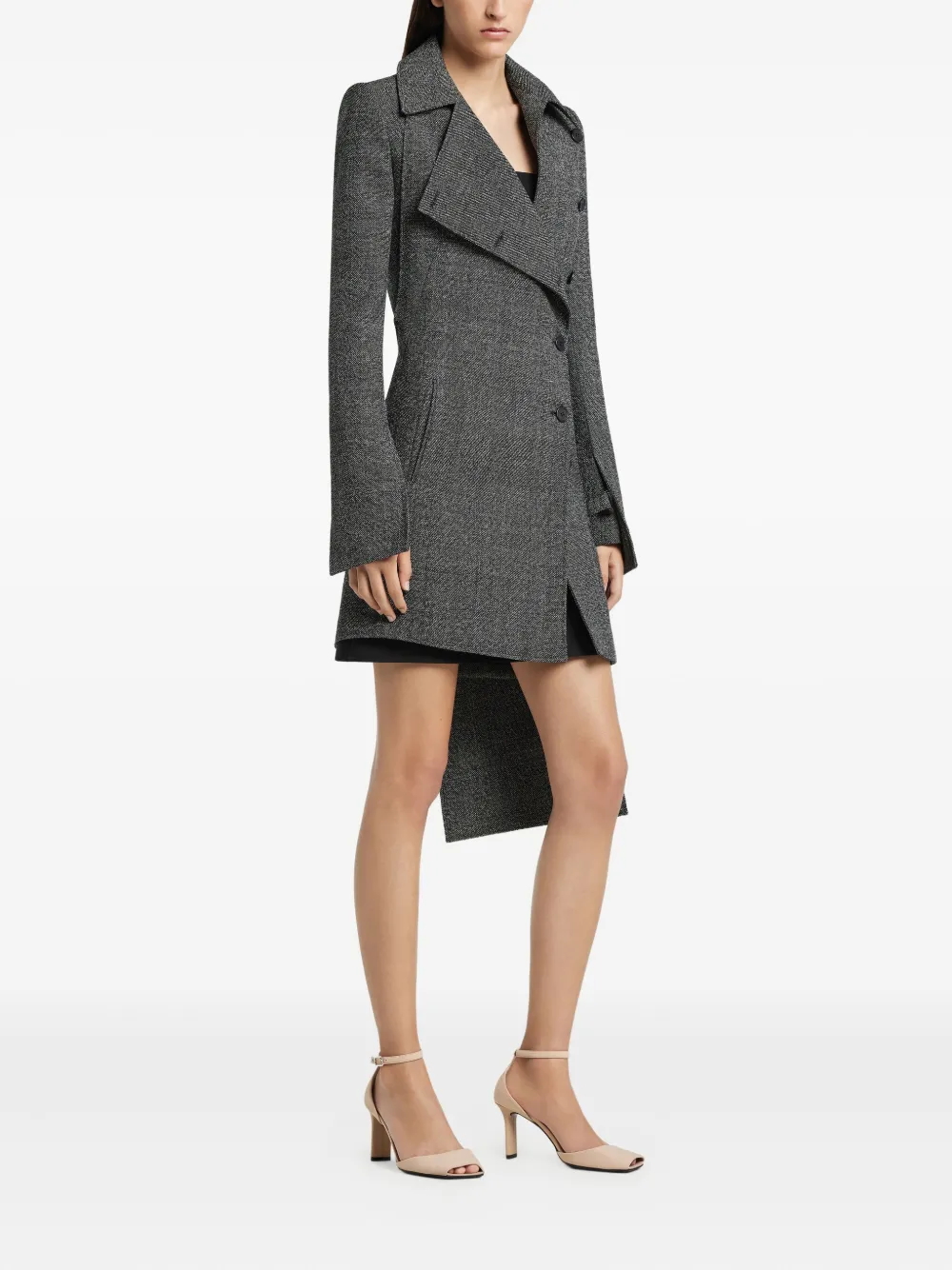 Courrèges Asymmetric Wool Coat In Gray