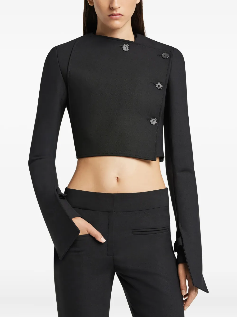 Courrèges Oblique Satin Tailored Jacket In Black