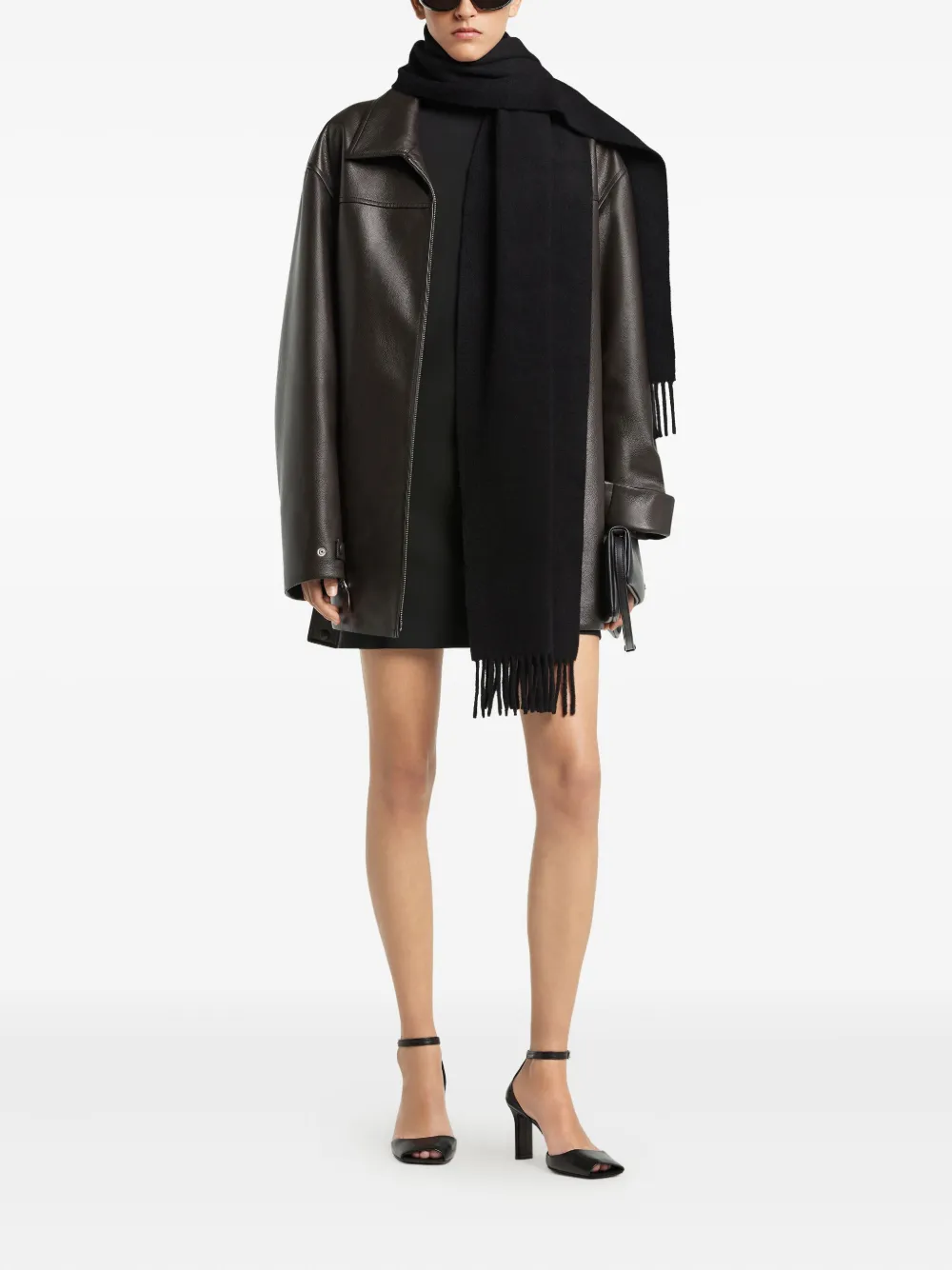 Courrèges Sjaal met borduurwerk en franje Zwart