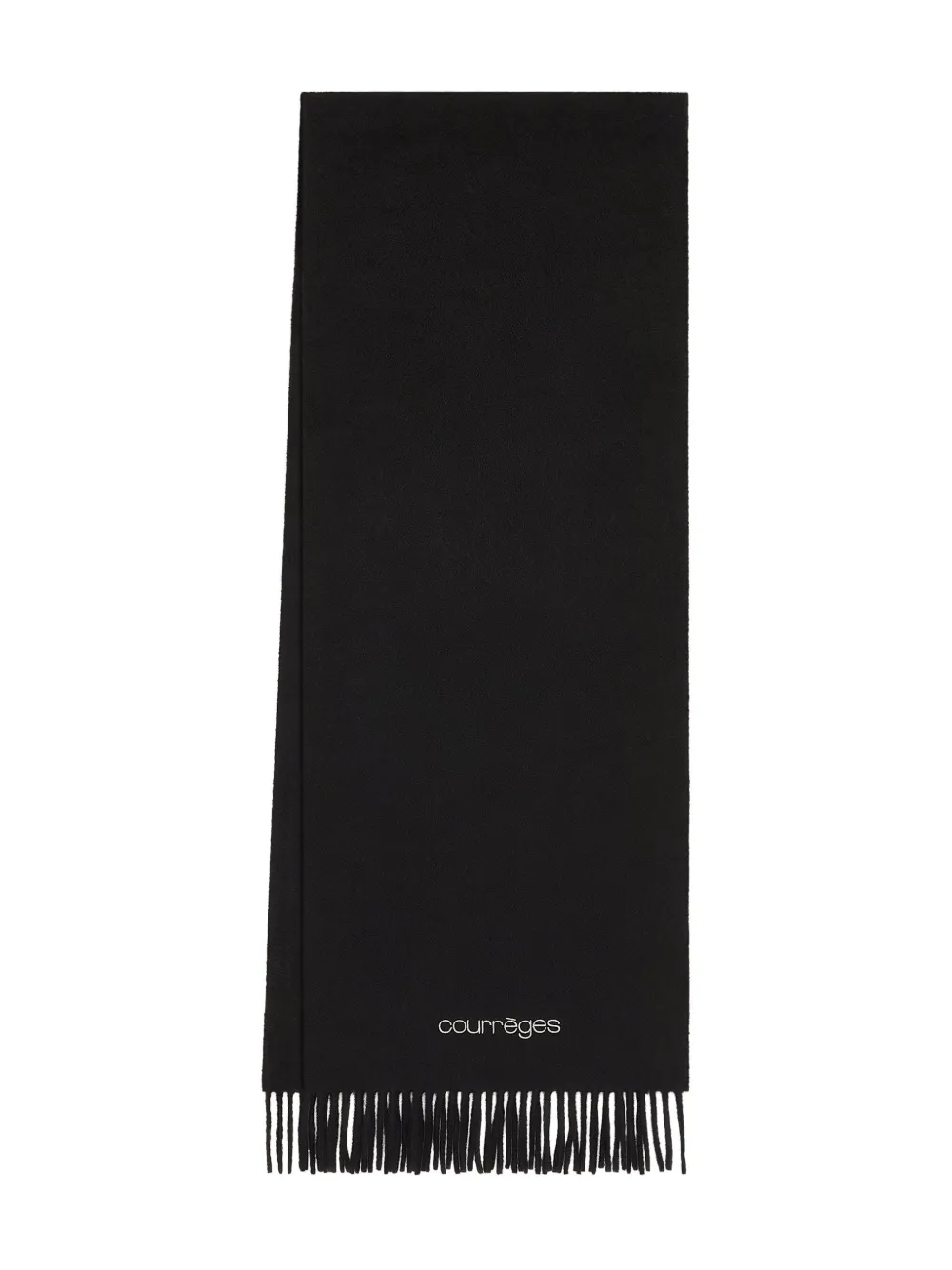 Courrèges fringed embroidered scarf | Black | Image 1