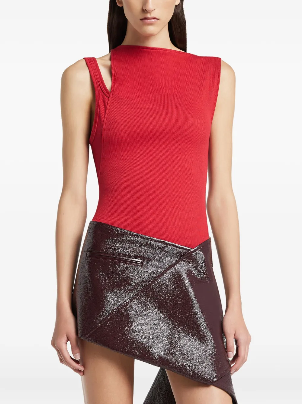 Courrèges Asymmetrical-neck Vest In Red
