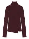 Courrèges buttoned ribbed turtleneck sweater - Red