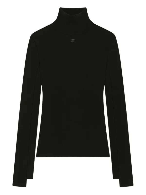 Courrèges Mockneck Interlock Sweater in Black