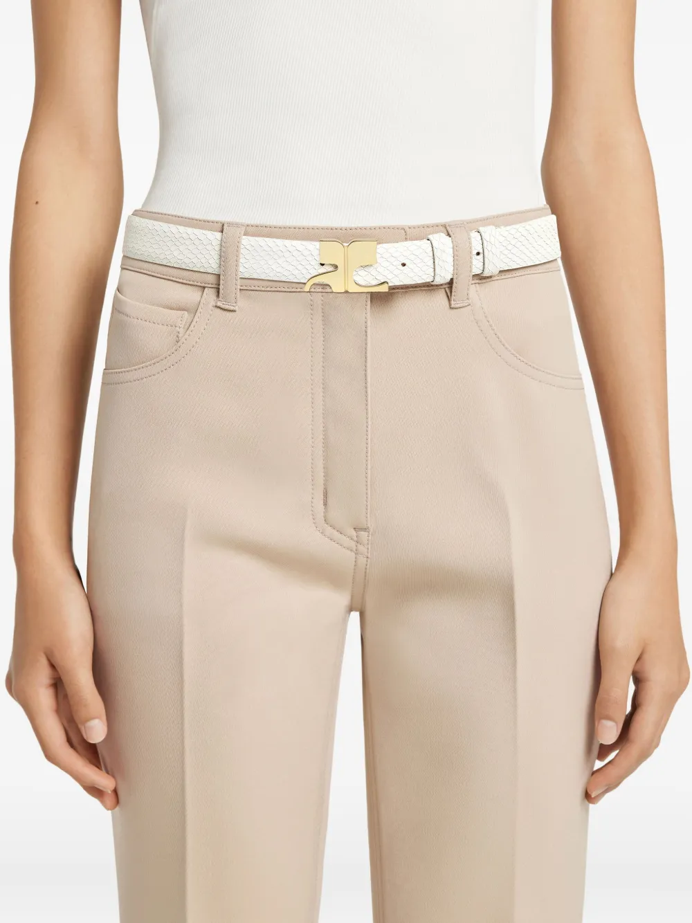 Courrèges Viper leren riem Wit