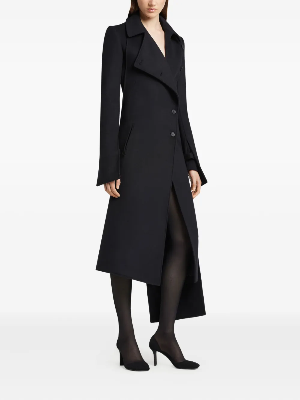 Courrèges Oblique Asymmetric Coat In Black