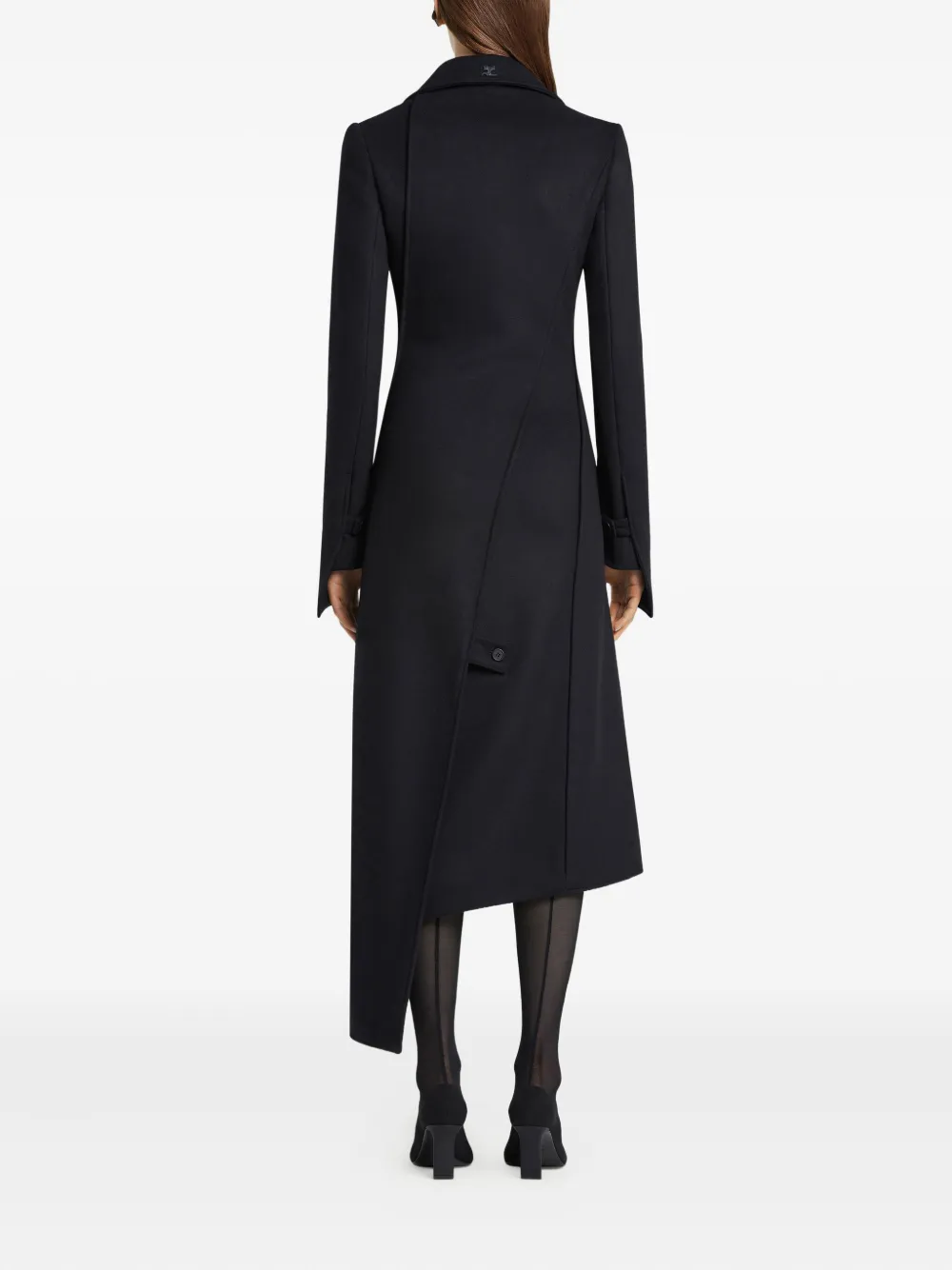Courrèges Oblique Asymmetric Coat In Black