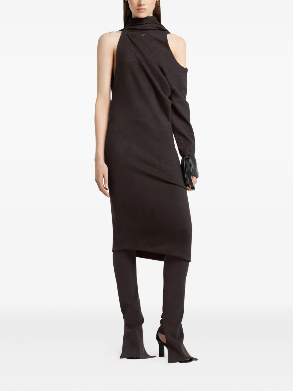 Courrèges Gedrapeerde wollen midi-jurk - Bruin