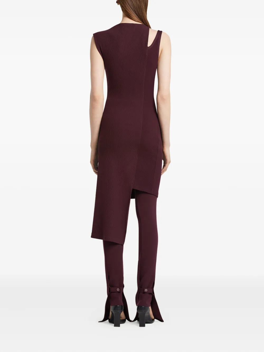 Courrèges Asymmetrische geribbelde midi-jurk Rood