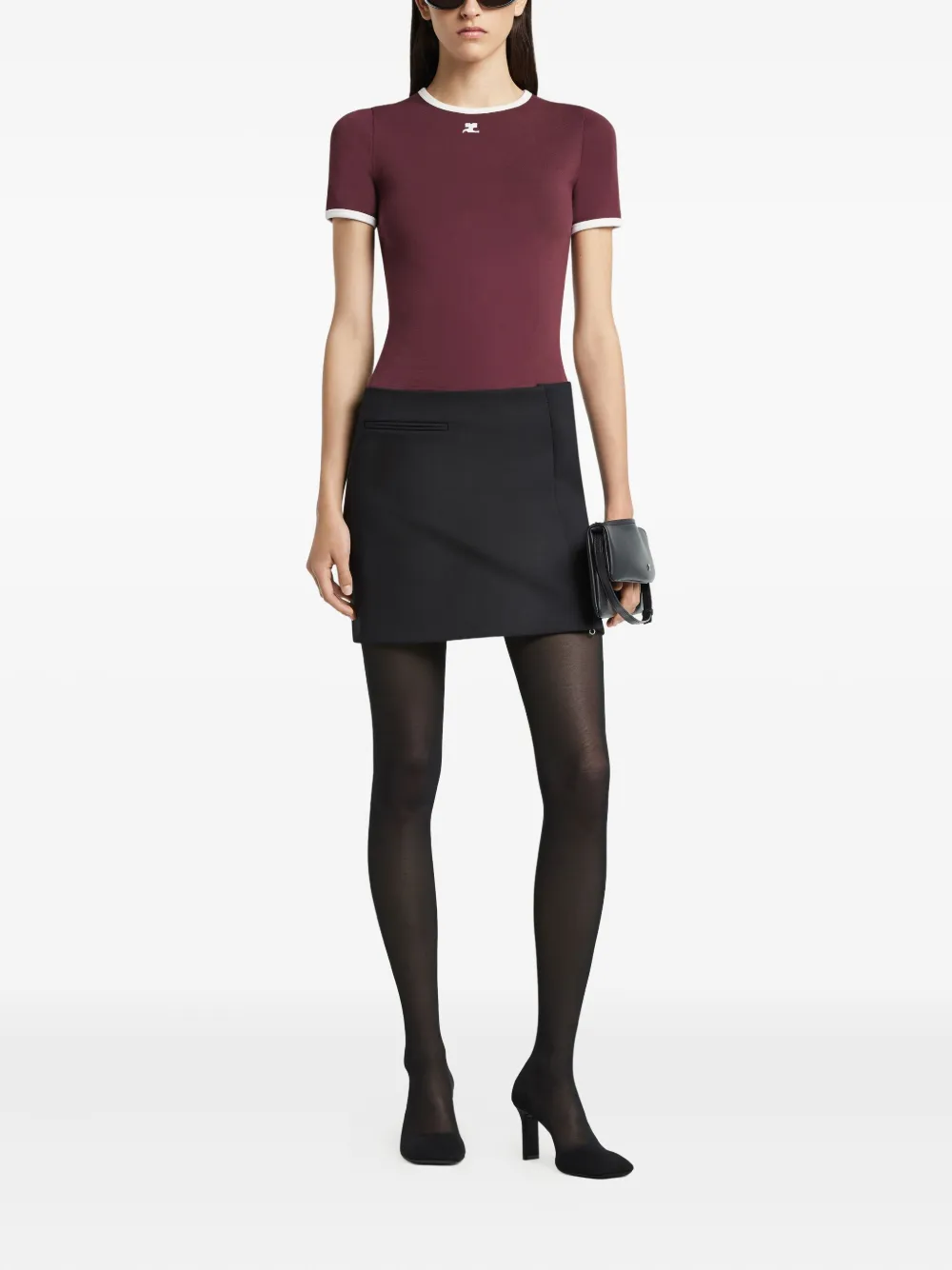 Courrèges Heritage Short Sleeve Contrast T-shirt In Purple
