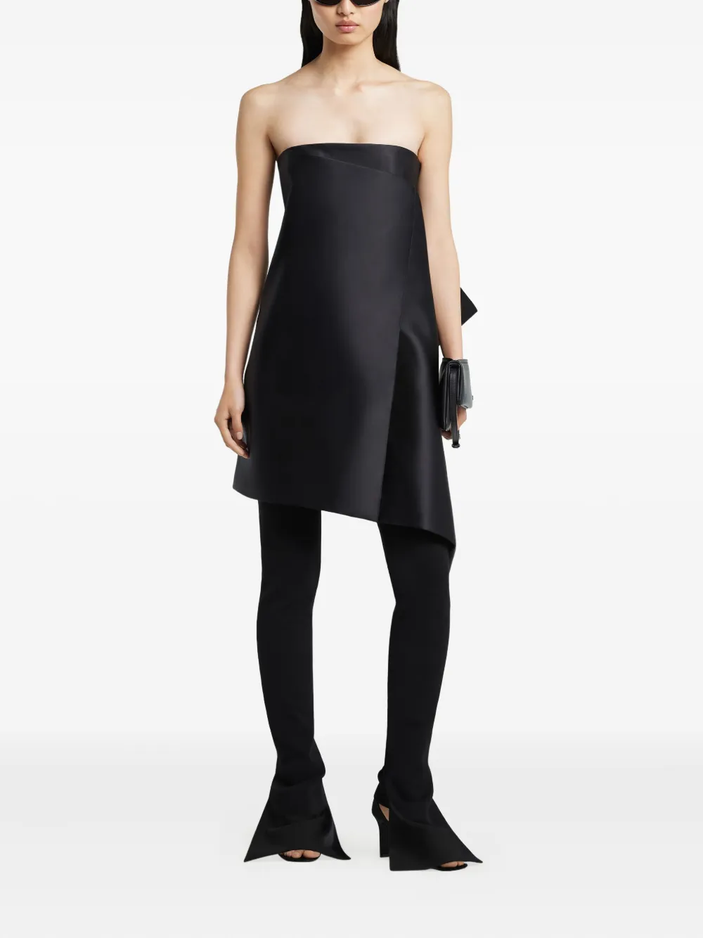 Courrèges One-minute Draped Mini Dress In Black