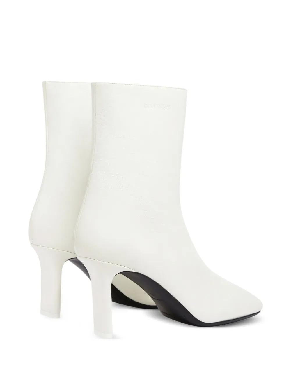 Courrèges square-toe leather ankle boots White