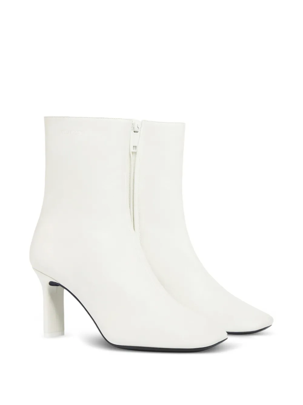 Courrèges square-toe leather ankle boots White