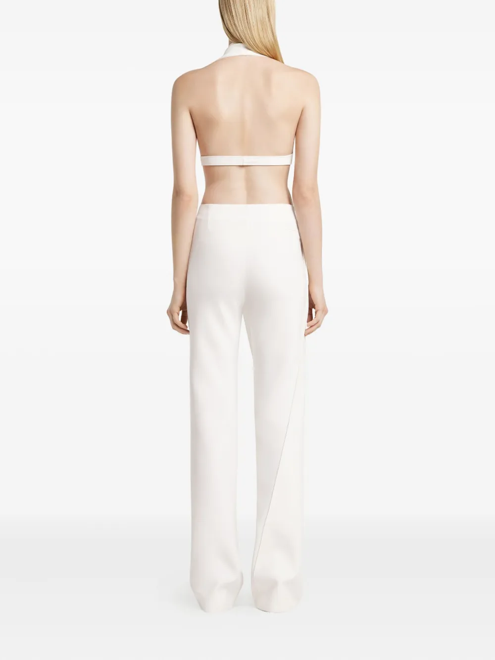 Courrèges Halter-neck Over-lapped Jumpsuit In White