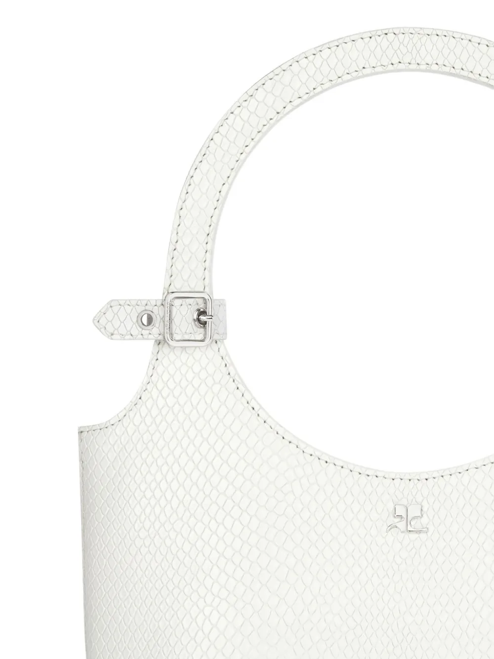 Courrèges Snakeskin-embossed Handbag In White