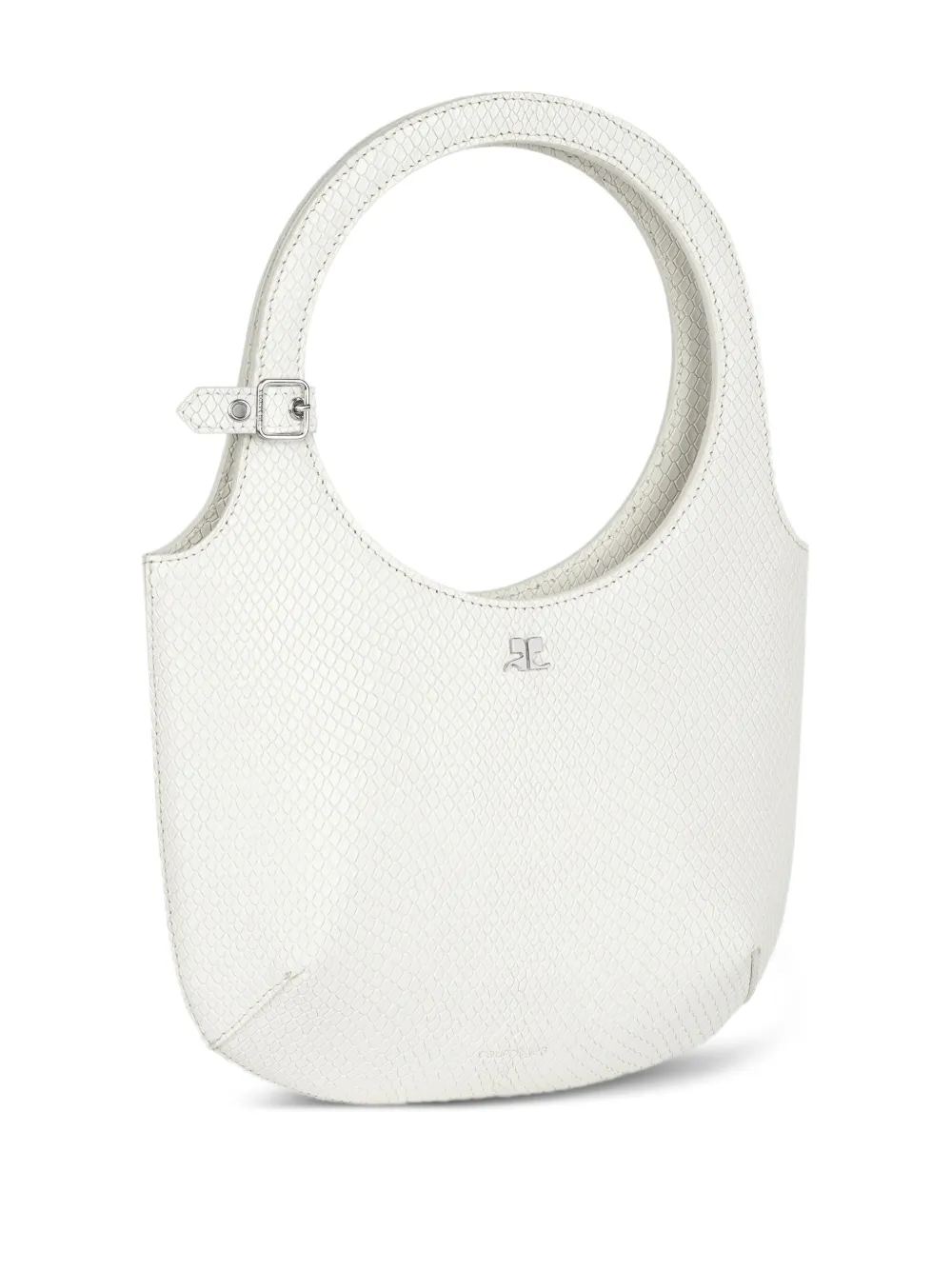 Courrèges Snakeskin-embossed Handbag In White