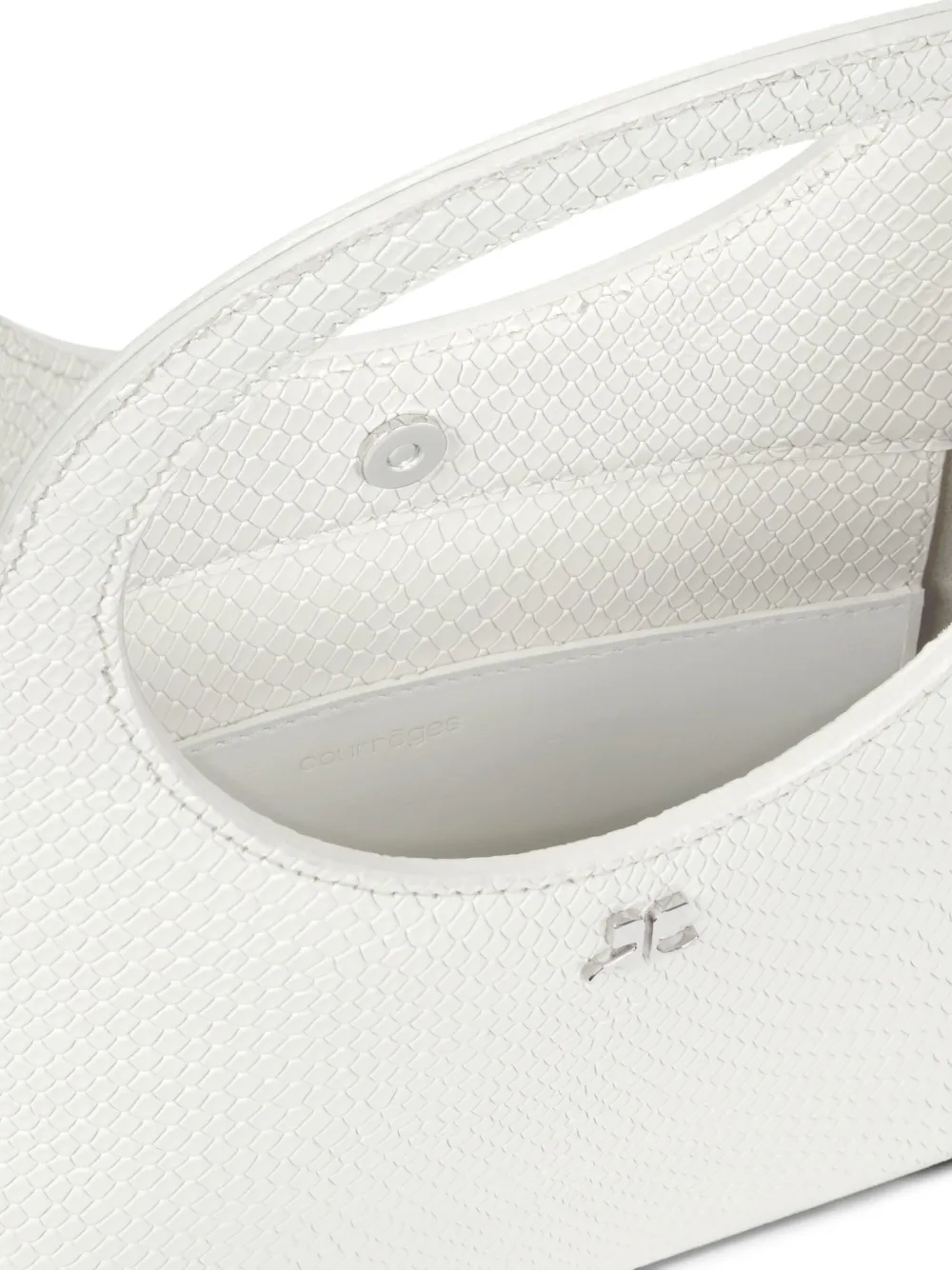 Courrèges Snakeskin-embossed Handbag In White