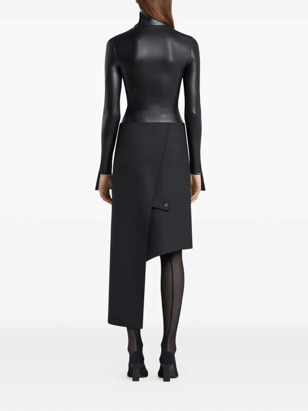 Courrèges Mock-neck Zipped-shoulder Bodysuit In Black