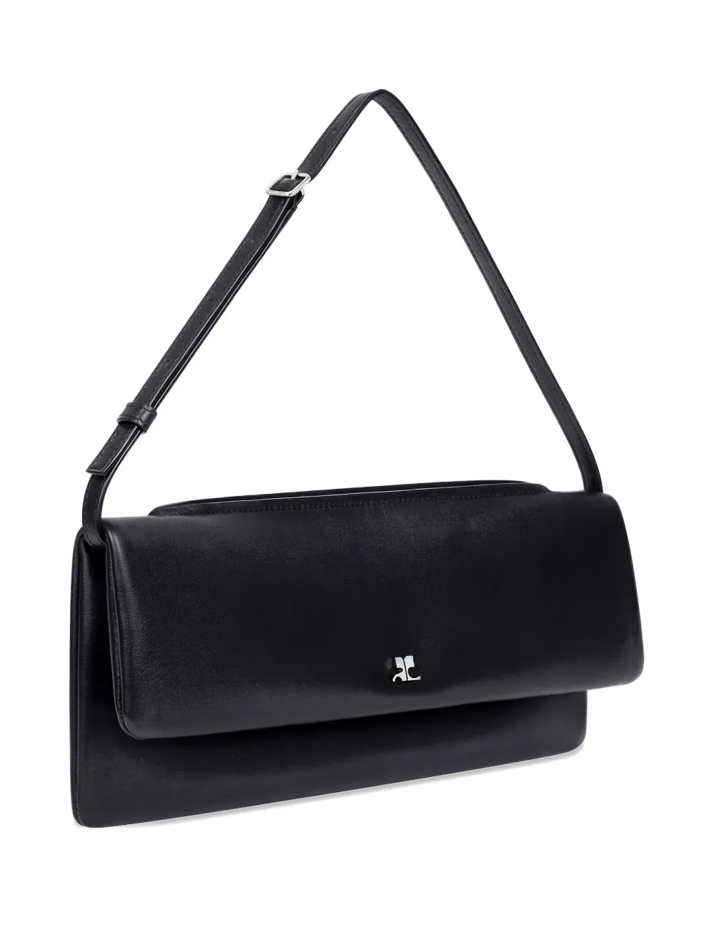 Courrèges Rectangular Shoulder Bag Adjustable Strap In Black