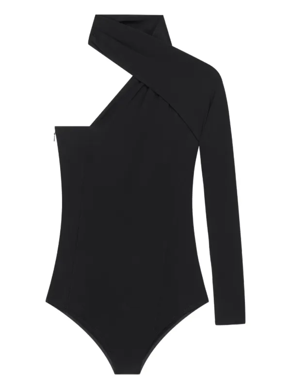 Courrèges One-shoulder Twisted Bodysuit in Black