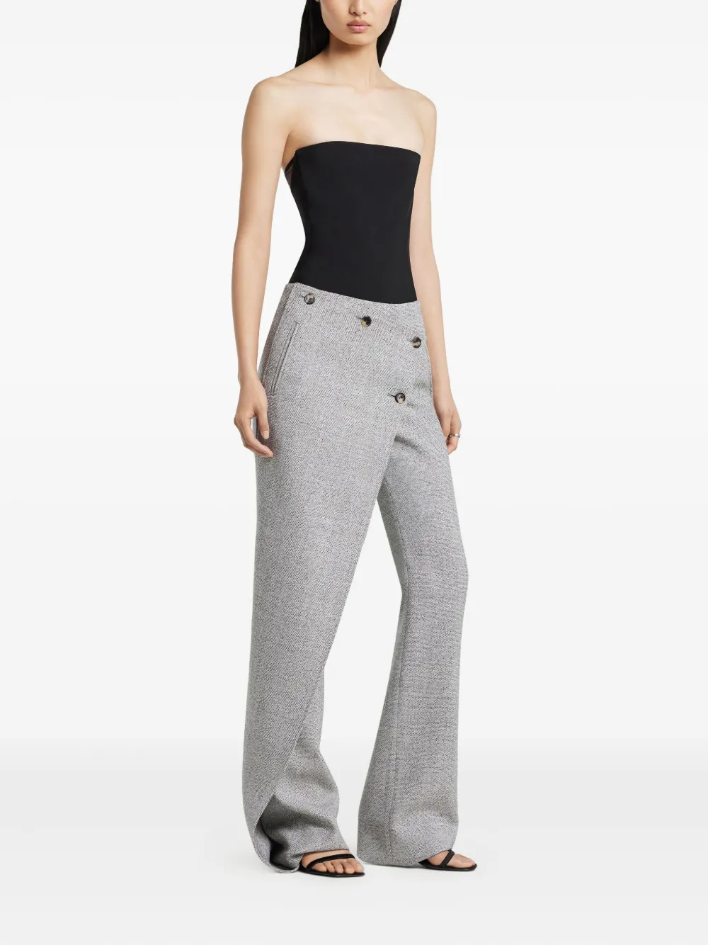 Courrèges Strapless Button-fastening Bodysuit In Black