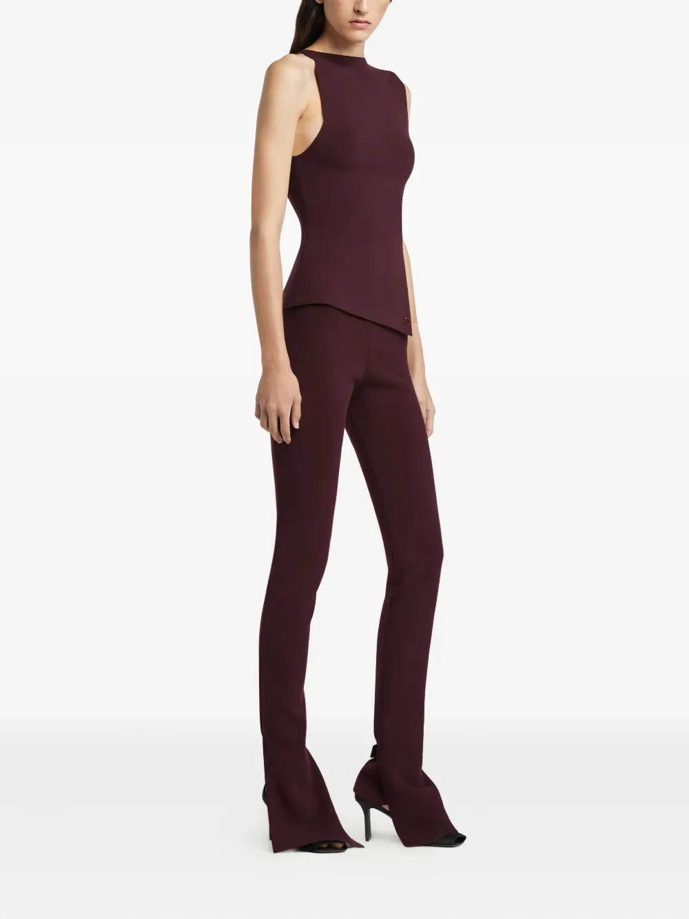 Courrèges Bootcut Interlock Trousers In Burgundy