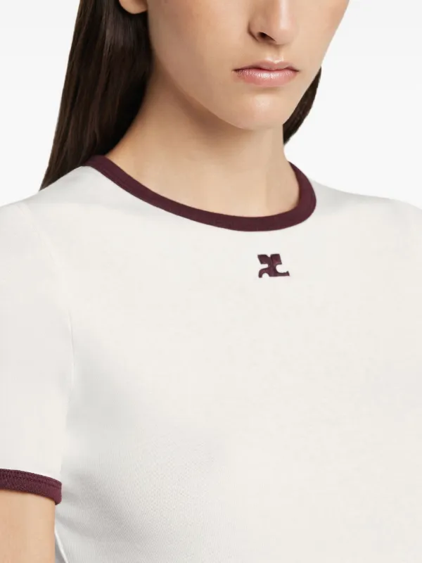 courreges コントラストトリム　Tシャツ Courrèges コントラストトリム Tシャツ | ブラック | FARFETCH JP