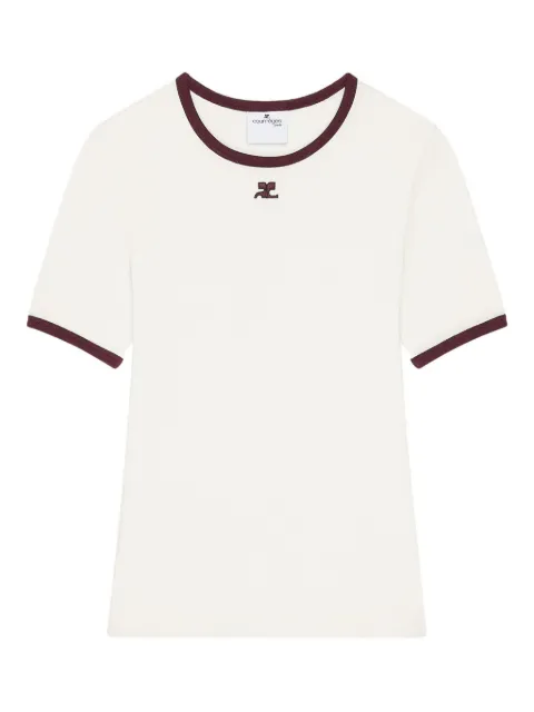 Courrèges Katoenen T-shirt met contrasterende afwerking