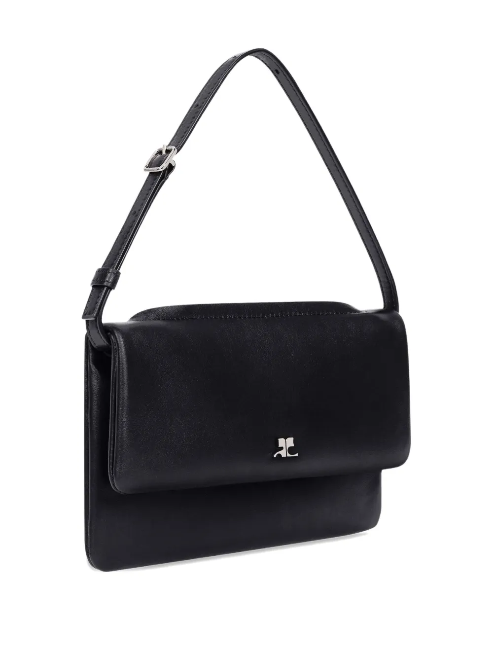 Courrèges Cuff Leather Shoulder Bag In Black