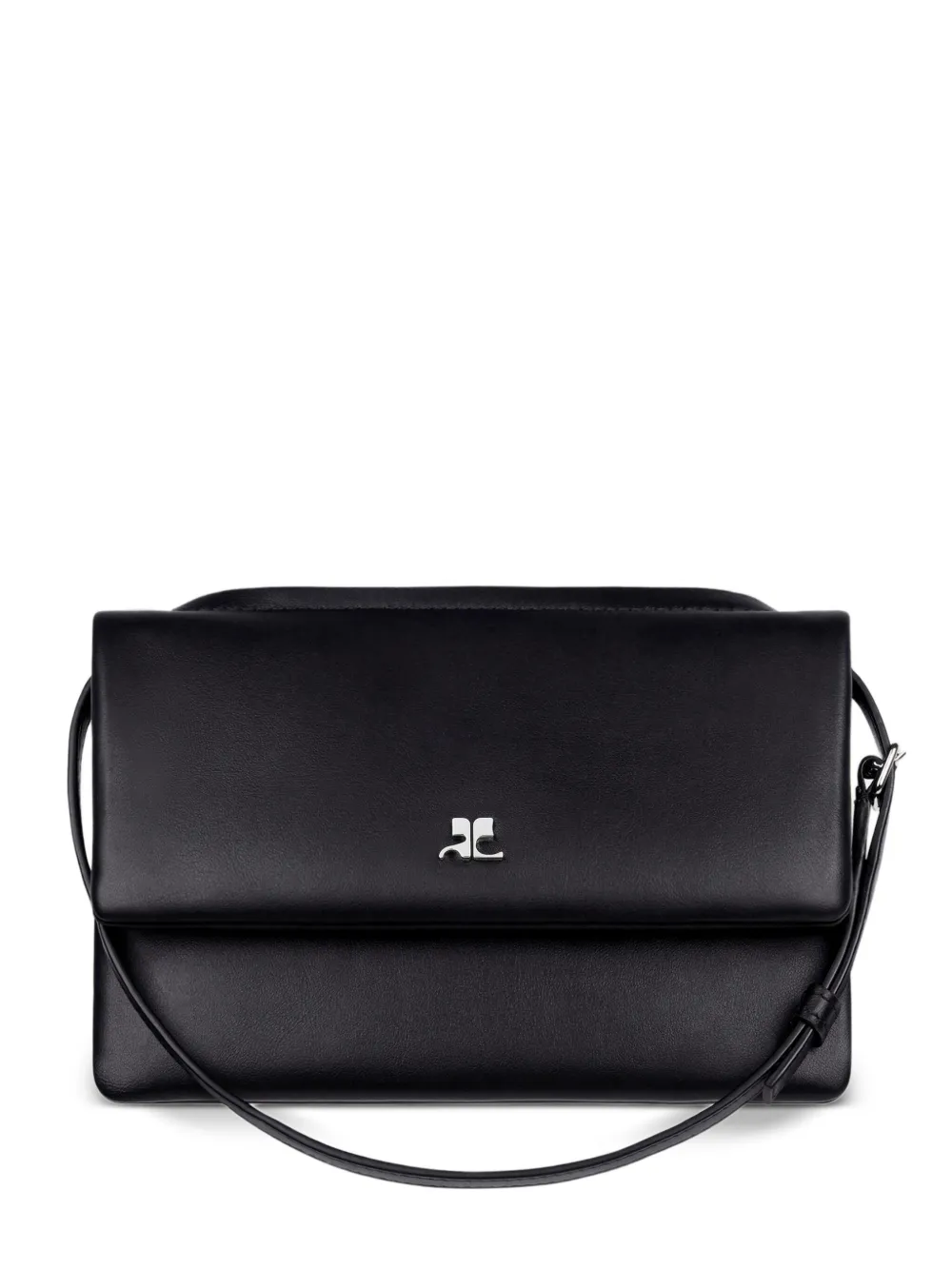 Courrèges Cuff Leather Shoulder Bag In Black